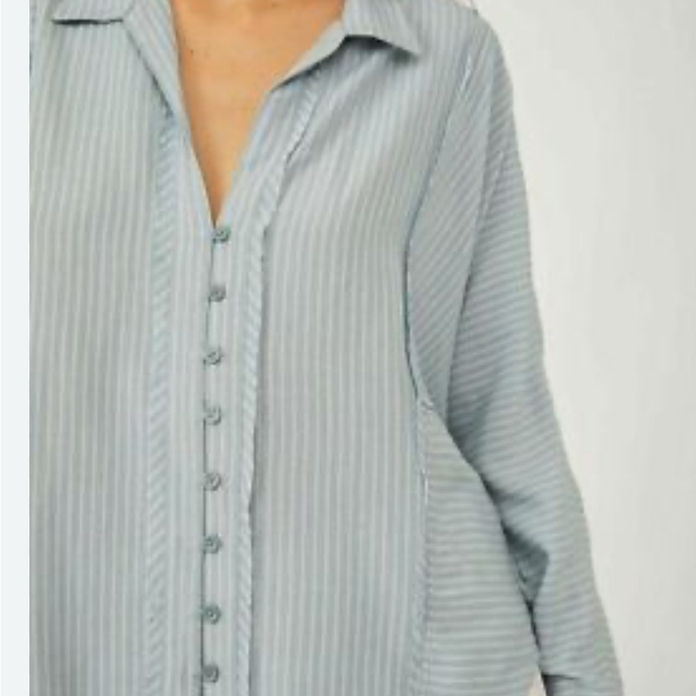 NWT Free People One and Only stripe Button-Up Women's Top medium - Picture 2 of 7